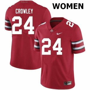 Women's Ohio State Buckeyes #24 Marcus Crowley Scarlet Nike NCAA College Football Jersey Trade OCL2144IN